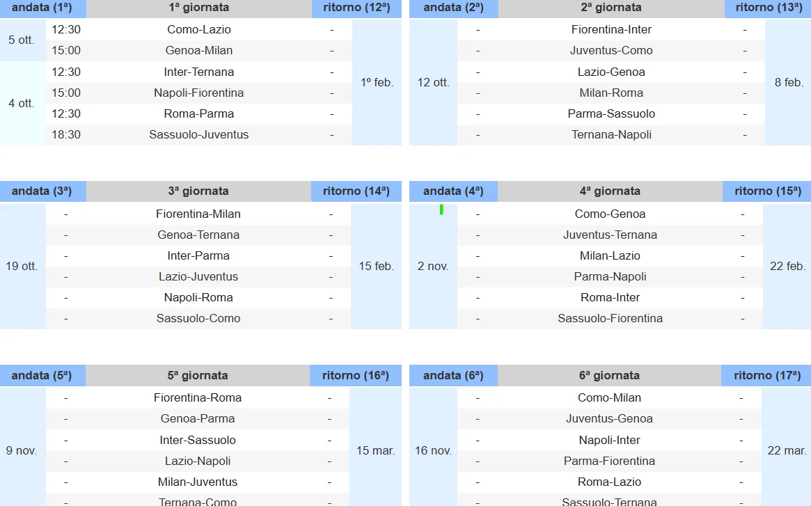 Calendario Serie A femminile per la stagione 2025-2026