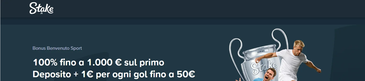 Promo Stake Champions League 1€ per ogni gol fino a 50€